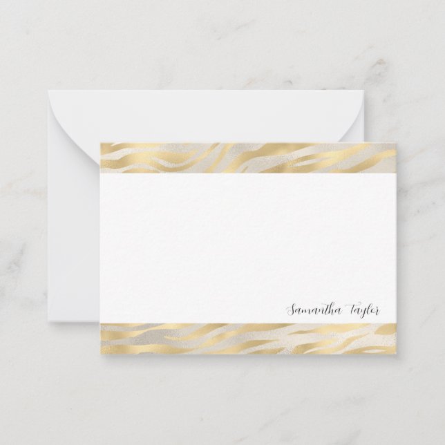 Cartão De Notas Gold Borders Script  Personalized Flat Note Cards (Frente)