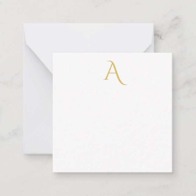 Cartão De Notas Gold Color Monogram Initial Professional White (Frente)
