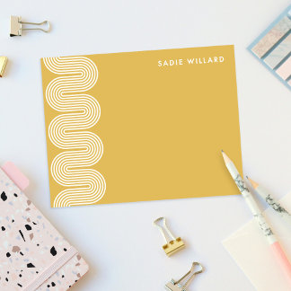 Cartão De Notas Gold Lombard Wavy Lines Modern Stationery Card