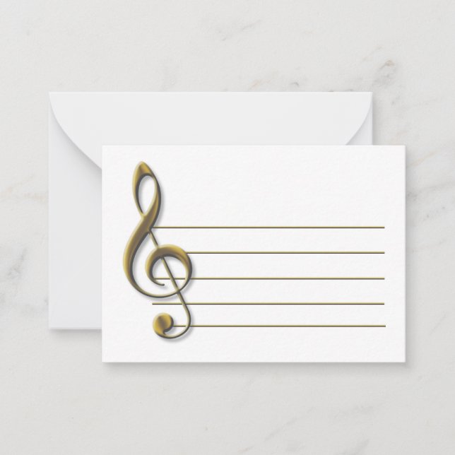 Cartão De Notas Gold Treble Clef Blank Notecard (Frente)