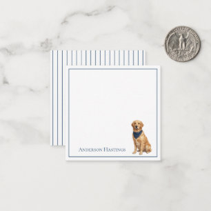 Cartão De Notas Golden Retriever e Listras Elegantes