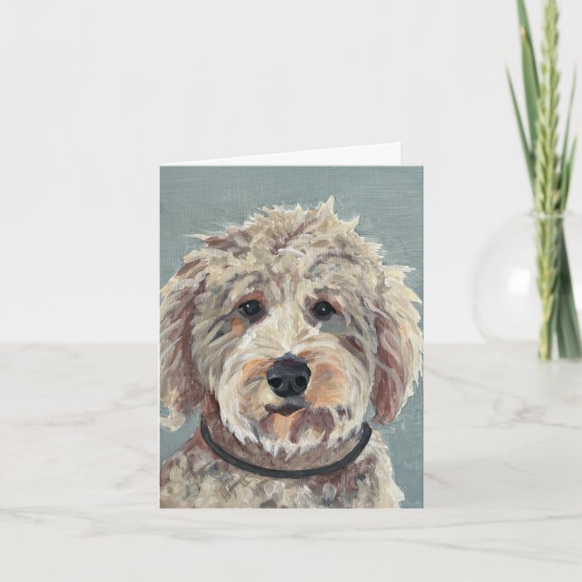 Cartão De Notas Goldendoodle Pintado à Mão na Canvas (Frente)