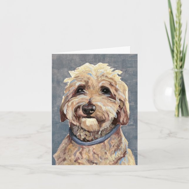 Cartão De Notas Goldendoodle Pintado à Mão na Canvas (Frente)