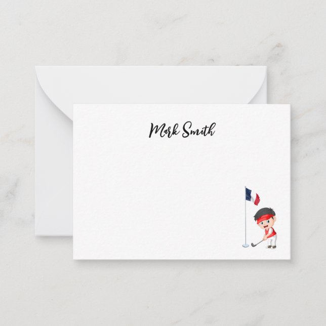 Cartão De Notas Golfe com nome para Golfe Francês (Frente)