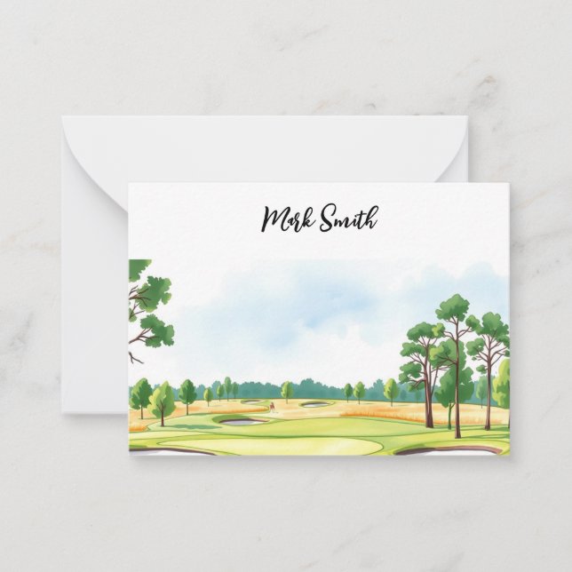 Cartão De Notas Golfe com nome para golfista (Frente)