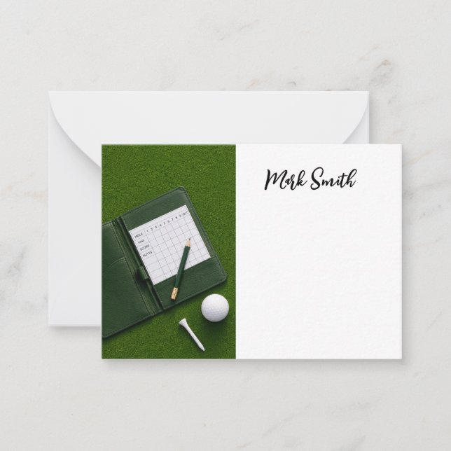 Cartão De Notas Golfe com Nome para golfista  (Frente)