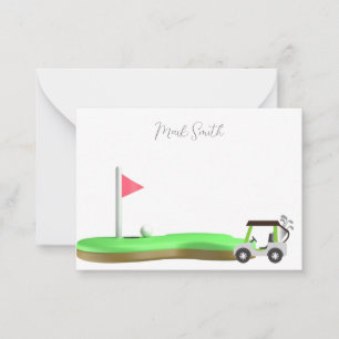 Cartão De Notas Golfe com nome para golfista com carrinho de golfe