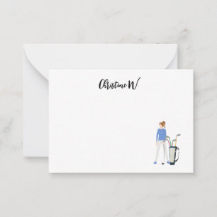 Cartão De Notas Golfe com nome para golfista mulher