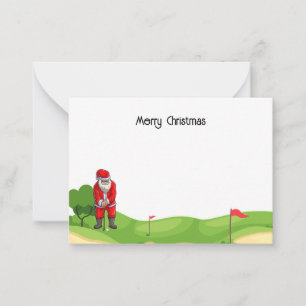 Cartão De Notas Golfe de Natal com Papai Noel jogando golfe