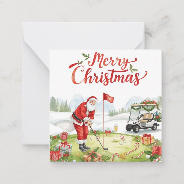 Cartão De Notas Golfer Santa Claus Golfing Christmas Holiday  (Frente)