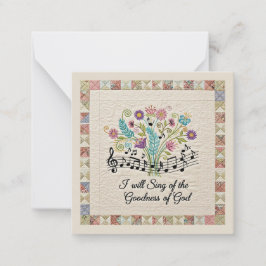 Cartão De Notas Goodness of God quilted look floral music