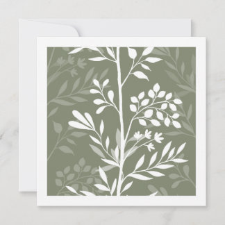 Cartão De Notas Graceful Floral Silhouette Olive Sage Minimal
