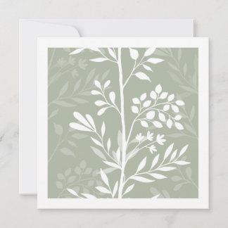 Cartão De Notas Graceful Floral Silhouette Sage Green Minimal