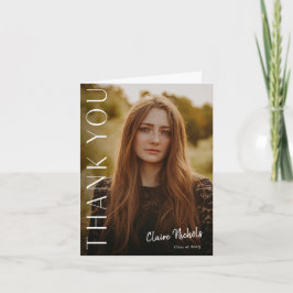 Cartão De Notas Graduação de Foto Vertical Moderna Obrigado