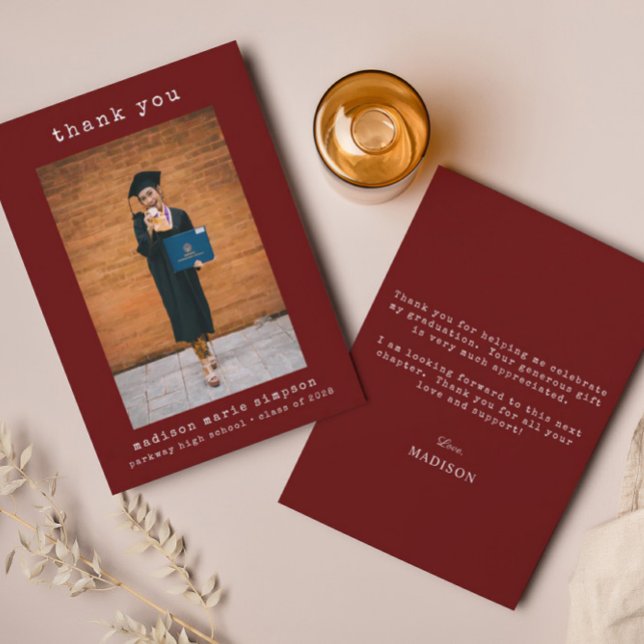 Cartão De Notas Graduação Foto Simples Minimalista Obrigado (Criador carregado)