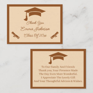 Cartão De Notas Graduação Personalizada Brown E Beige Obrigado