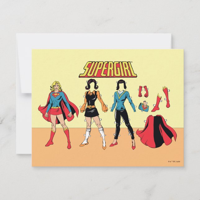 Cartão De Notas Gráfico de Boneca de Papel Supergirl (Frente)