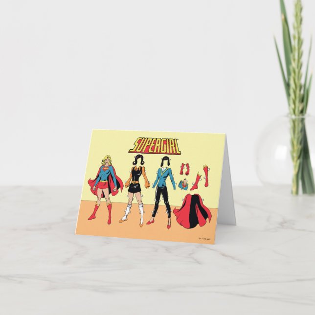 Cartão De Notas Gráfico de Boneca de Papel Supergirl (Frente)
