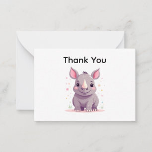 Cartão De Notas Gráfico de Cartoons Bonito Rhino Obrigado