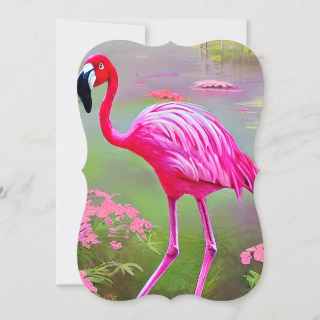 Cartão De Notas Gráfico Flamingo de Aquarela (Frente)