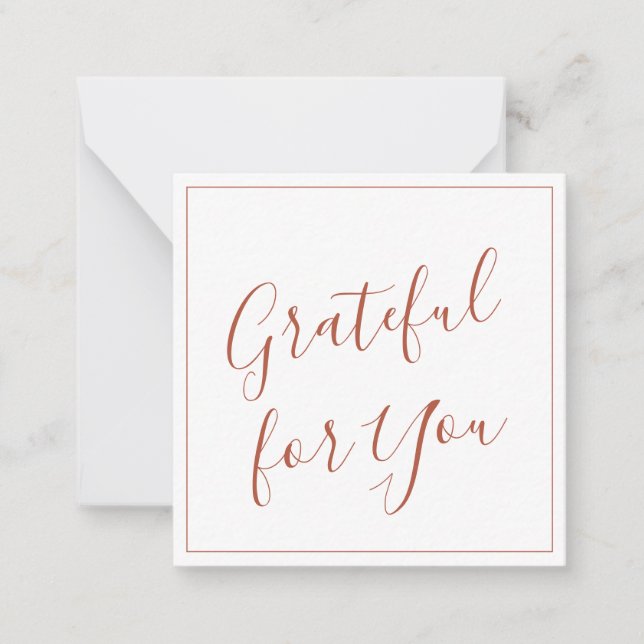 Cartão De Notas Grateful for You Script Terracota Personalizado (Frente)