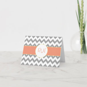 Cartão De Notas Gray and Salmon Chevron Striped Monogram