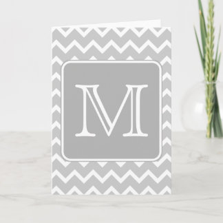 Cartão De Notas Gray and White Zigzags with Custom Monogram.