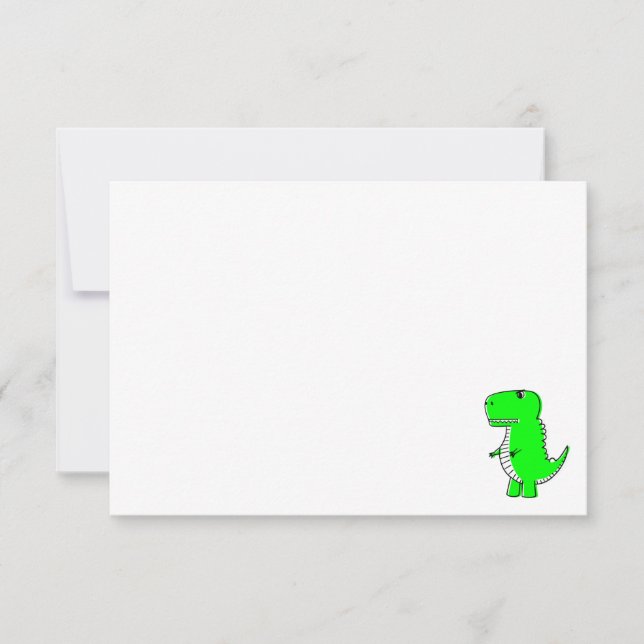 Cartão De Notas Green Dinosaur Drawing Custom Blank (Frente)