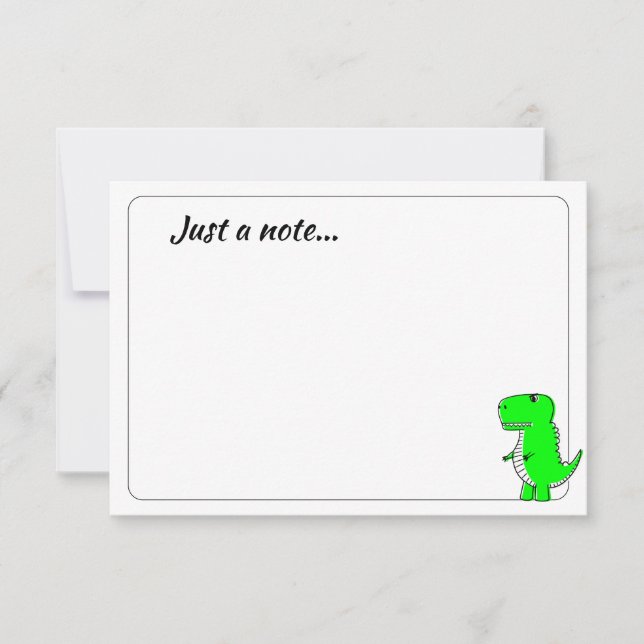Cartão De Notas Green Dinosaur Drawing Custom Just a Note (Frente)