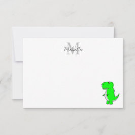 Cartão De Notas Green Dinosaur Drawing Personalized Monogram