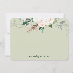 Cartão De Notas Green Floral Watercolor Greenery personalizada Sra