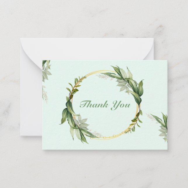 Cartão De Notas Green Leaf Wreath Corolla Obrigado (Frente)