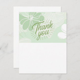 Cartão De Notas Green Thank You Note - Flat - Blank One Side