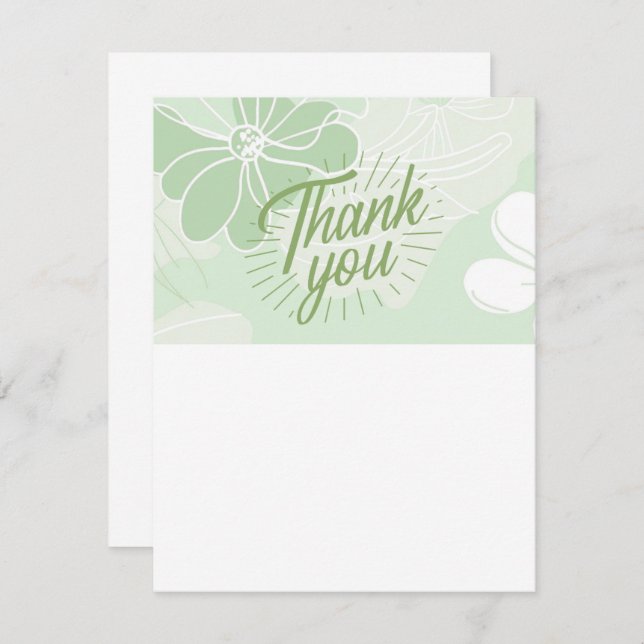 Cartão De Notas Green Thank You Note - Flat - Blank One Side (Frente/Verso)