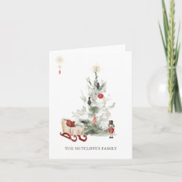 Cartão De Notas Greenery Dourado Flocos de Neve Nutcracker