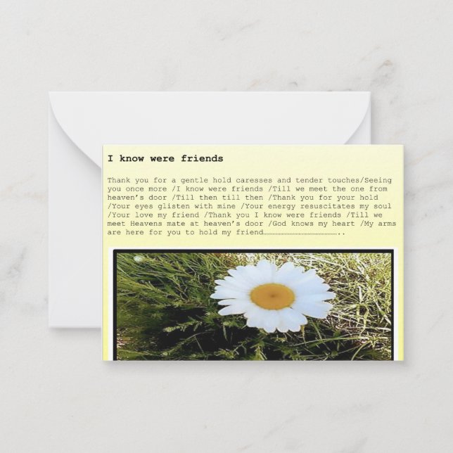 Cartão De Notas Greeting card a set of 10  'I know were friends' (Frente)