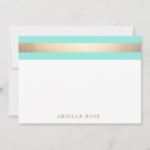 Cartão De Notas Grelha Azul Turquesa Dourada Elegante