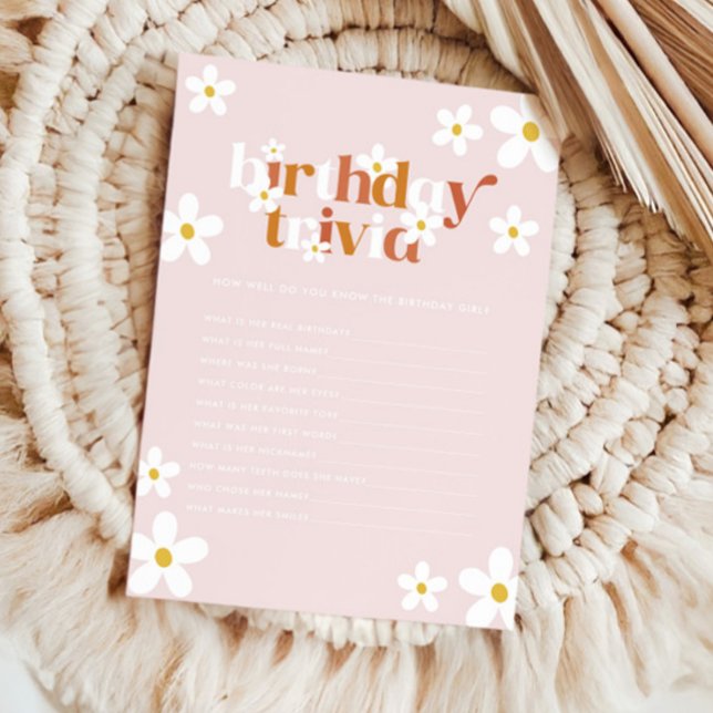 Cartão De Notas Groovy Retro Daisy Girls primeiro aniversario Triv (Criador carregado)