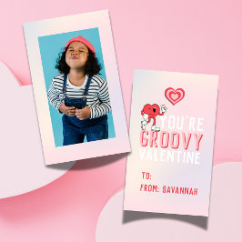 Cartão De Notas Groovy Retro Gradient Valentine's Classroom Card