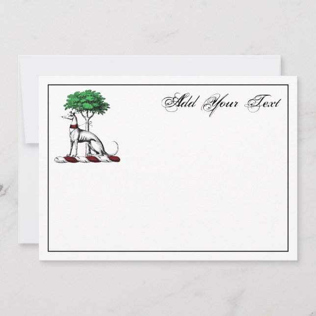 Cartão De Notas Gryhound Whippet W/Tree Heraldic Crest Card (Frente)