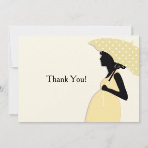 Cartão De Notas Guarda-chuva Bolinhas amarela Obrigado Notecard
