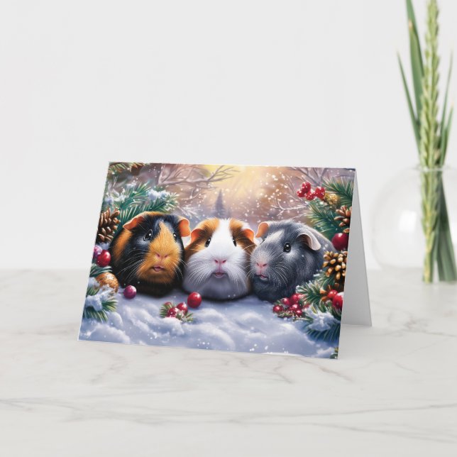 Cartão De Notas Guiné Pigs Winter Wonderland (Frente)