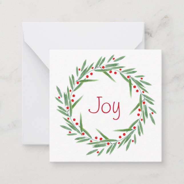 Cartão De Notas Guirlanda de folhas e bagas em aquarela (Frente)