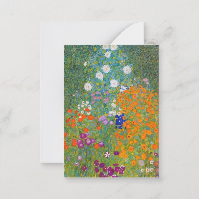 Cartão De Notas Gustav Klimt - Jardim Flor (Frente)