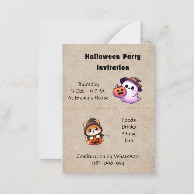 Cartão De Notas Halloween Invitation to be personalised (Frente)