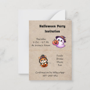 Cartão De Notas Halloween Invitation to be personalised