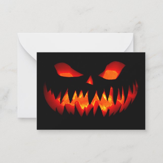 Cartão De Notas Halloween Pumpkin Spooky Assustador Laranja (Frente)