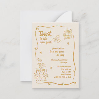 Cartão De Notas Hand Drawn Illustrated New Years Eve Party In