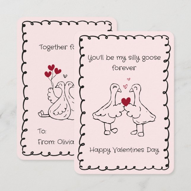 Cartão De Notas Hand Drawn Silly Goose Funny Saying Valentines Day (Frente/Verso)