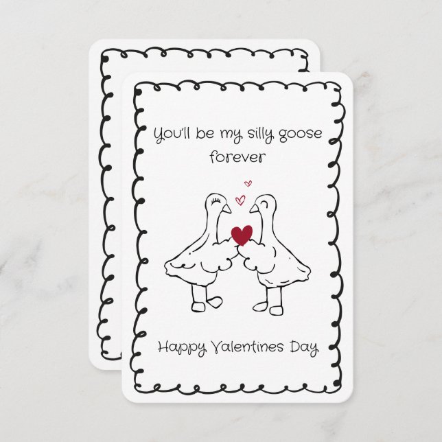 Cartão De Notas Hand Drawn Silly Goose Funny Saying Valentines Day (Frente/Verso)